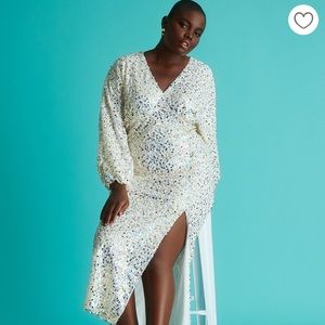 ELOQUII white and metallic sequin dress